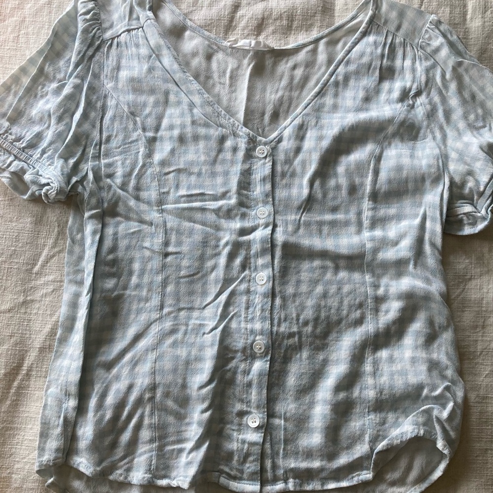 Elodie Sky Blue V-Neck Blouse